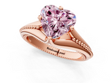 Rose gold Fancy Pink Heart  Solitaire Beaded Band Six-Prong Setting_1