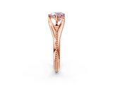 Rose gold Fancy Pink Heart  Solitaire Beaded Band Six-Prong Setting_2