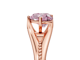 Rose gold Fancy Pink Heart  Solitaire Beaded Band Six-Prong Setting_5