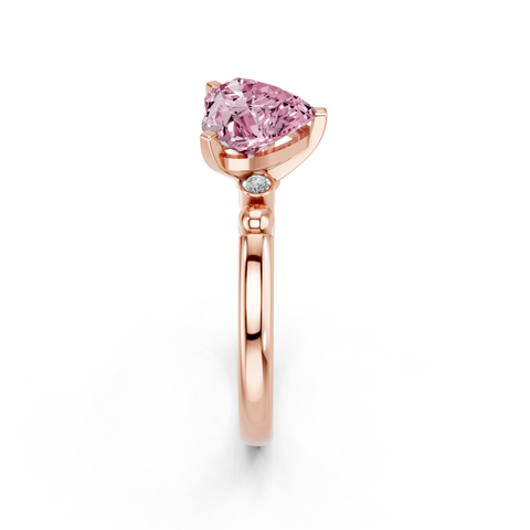 Rose gold Fancy Pink Heart  Solitaire Beaded Band with Four-Prong Setting_4