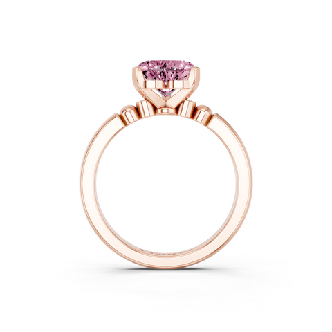 Rose gold Fancy Pink Heart  Solitaire Beaded Band with Four-Prong Setting_5