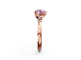Rose gold Fancy Pink Heart  Solitaire Beaded Band with Four-Prong Setting_61
