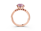 Rose gold Fancy Pink Heart  Solitaire Beaded Band with Four-Prong Setting_62