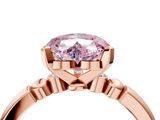 Rose gold Fancy Pink Heart  Solitaire Beaded Band with Four-Prong Setting_63