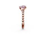 Rose gold Fancy Pink Heart  Solitaire Bezel Accent Diamond Engagement Ring with Beaded Band and Four-Prong Setting_45
