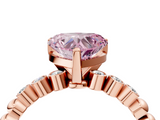 Rose gold Fancy Pink Heart  Solitaire Bezel Accent Diamond Engagement Ring with Beaded Band and Four-Prong Setting_47
