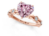Rose gold Fancy Pink Heart  Solitaire Bezel-Set Diamond Ring with Beaded Band and Four-Prong Setting_33