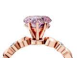 Rose gold Fancy Pink Heart  Solitaire Bezel-Set Diamond Ring with Beaded Band and Four-Prong Setting_36