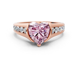 Rose gold Fancy Pink Heart  Solitaire Bezel-Set Diamond Ring with Channel-Set Band_73