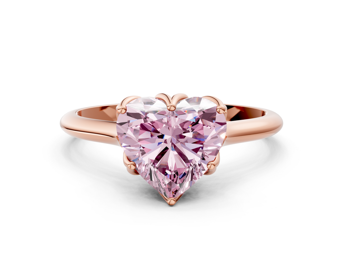 Rose gold Fancy Pink Heart  Solitaire Cathedral Diamond Ring with Six-Prong Setting_17