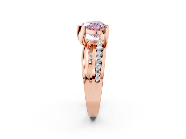 Rose gold Fancy Pink Heart  Solitaire Channel-Set Split Shank Ring with Tension Prong Setting