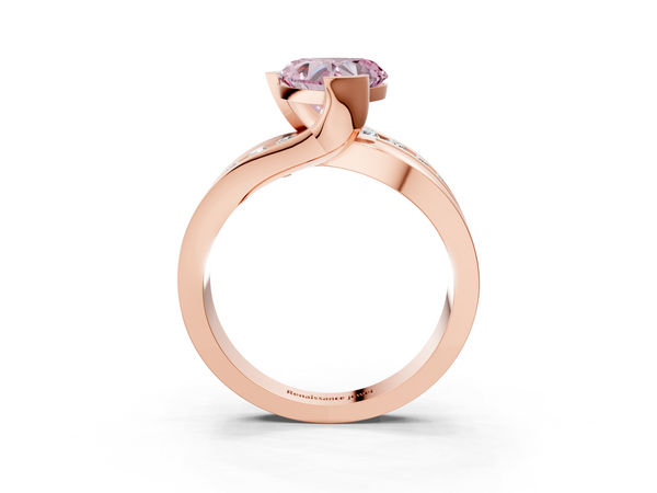 Rose gold Fancy Pink Heart  Solitaire Channel-Set Split Shank Ring with Tension Prong Setting