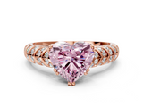 Rose gold Fancy Pink Heart  Solitaire Chevron Pave Diamond Engagement Ring with Six-Prong Setting_3