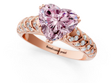 Rose gold Fancy Pink Heart  Solitaire Chevron Pave Diamond Engagement Ring with Six-Prong Setting_4