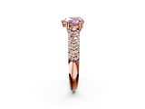 Rose gold Fancy Pink Heart  Solitaire Chevron Pave Diamond Engagement Ring with Six-Prong Setting_5