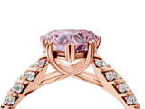 Rose gold Fancy Pink Heart  Solitaire Chevron Pave Diamond Engagement Ring with Six-Prong Setting_7