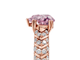 Rose gold Fancy Pink Heart  Solitaire Chevron Pave Diamond Engagement Ring with Six-Prong Setting_8