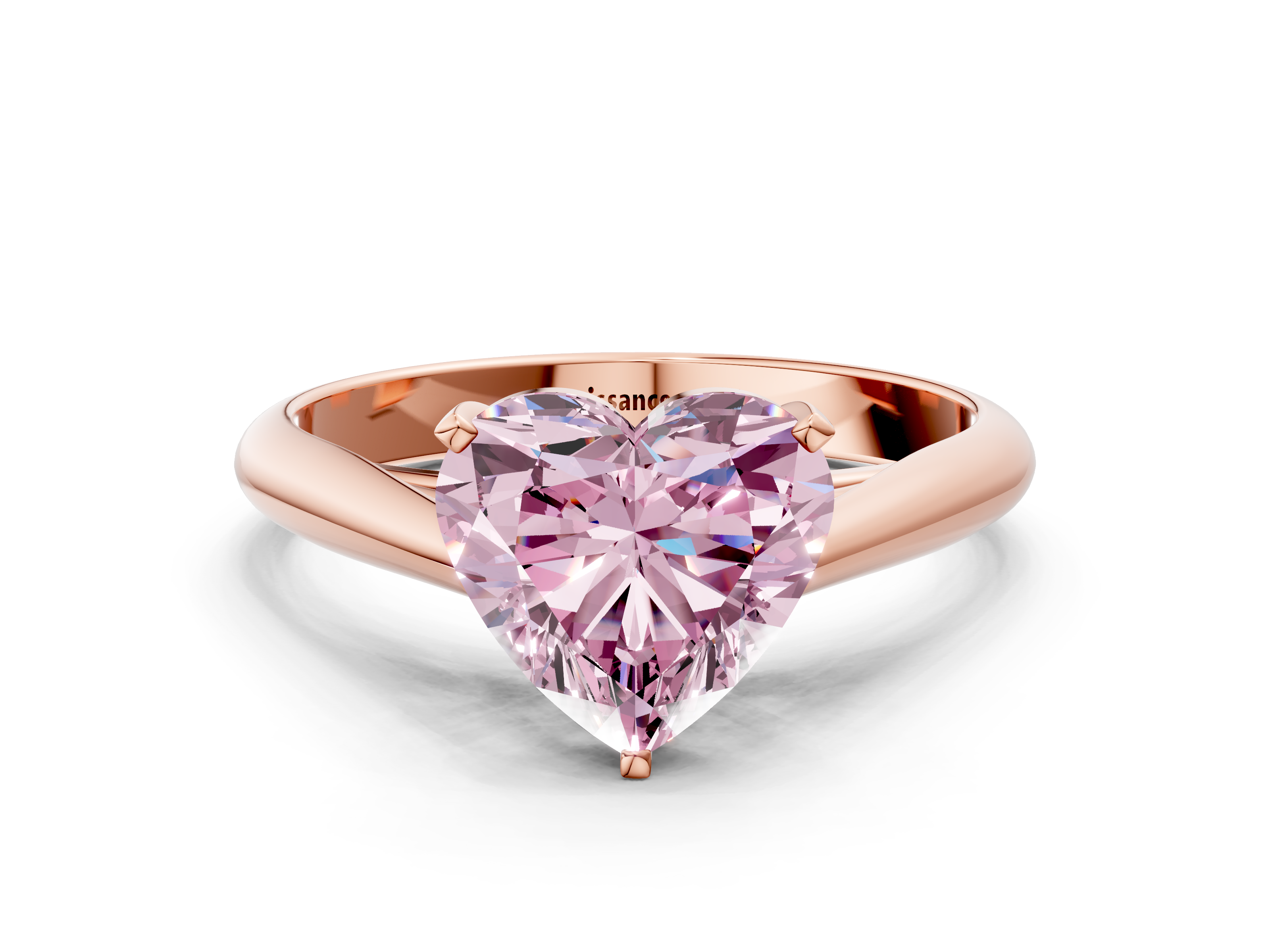 Rose gold Fancy Pink Heart  Solitaire Diamond Engagement Ring with Cathedral Setting and Four-Prong Mount on a Classic Band_82