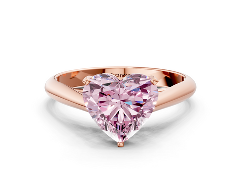 Rose gold Fancy Pink Heart  Solitaire Diamond Engagement Ring with Cathedral Setting and Four-Prong Mount on a Classic Band_82