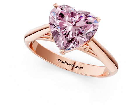 Rose gold Fancy Pink Heart  Solitaire Diamond Engagement Ring with Cathedral Setting and Four-Prong Mount on a Classic Band_83