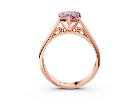 Rose gold Fancy Pink Heart  Solitaire Diamond Engagement Ring with Cathedral Setting and Four-Prong Mount on a Classic Band_85