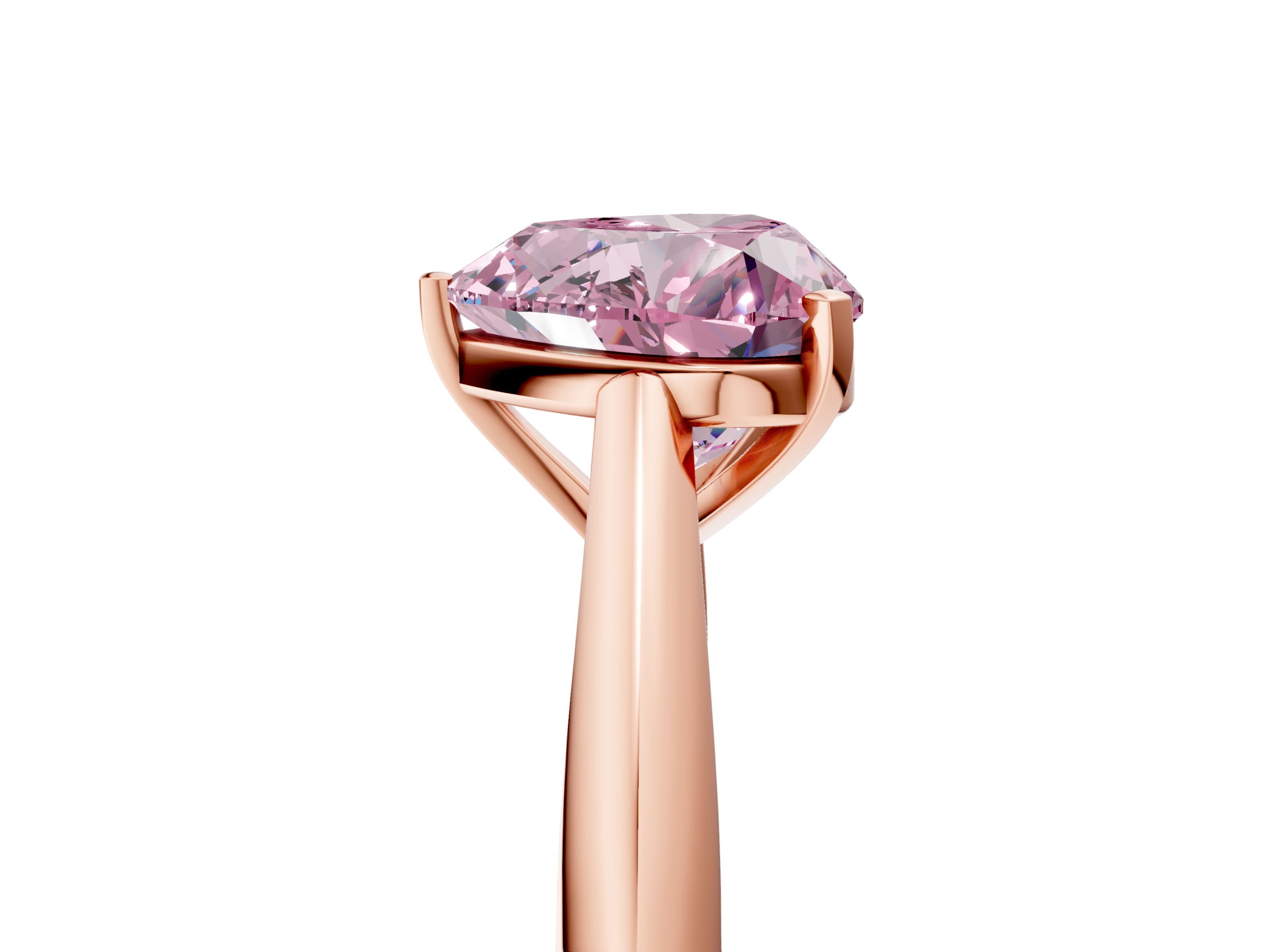 Rose gold Fancy Pink Heart  Solitaire Diamond Engagement Ring with Cathedral Setting and Four-Prong Mount on a Classic Band_87