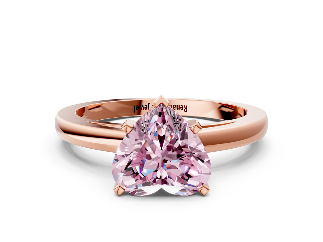 Rose gold Fancy Pink Heart  Solitaire Diamond Engagement Ring with Four-Prong Setting on a Classic Band_3