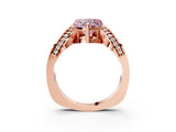 Rose gold Fancy Pink Heart  Solitaire Diamond Engagement Ring with Pave Band and Four-Prong Setting 3
