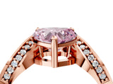 Rose gold Fancy Pink Heart  Solitaire Diamond Engagement Ring with Pave Band and Four-Prong Setting 4
