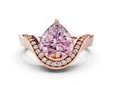 Rose gold Fancy Pink Heart  Solitaire Diamond Engagement Ring with Pave Band and Four-Prong Setting