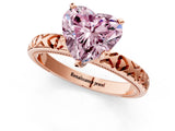 Rose gold Fancy Pink Heart  Solitaire Diamond Engagement Ring with XO Engraved Band and Four-Prong Setting 1