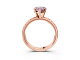 Rose gold Fancy Pink Heart  Solitaire Diamond Engagement Ring with XO Engraved Band and Four-Prong Setting 3