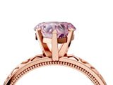 Rose gold Fancy Pink Heart  Solitaire Diamond Engagement Ring with XO Engraved Band and Four-Prong Setting 4