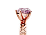 Rose gold Fancy Pink Heart  Solitaire Diamond Engagement Ring with XO Engraved Band and Four-Prong Setting 5