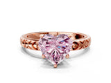 Rose gold Fancy Pink Heart  Solitaire Diamond Engagement Ring with XO Engraved Band and Four-Prong Setting