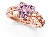Rose gold Fancy Pink Heart  Solitaire Diamond Leaf Vine Band with Prong Setting_49