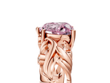 Rose gold Fancy Pink Heart  Solitaire Diamond Leaf Vine Band with Prong Setting_53