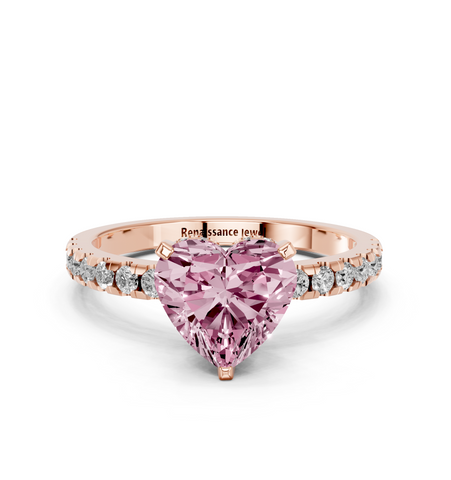 Rose gold Fancy Pink Heart  Solitaire Diamond Pavé Band with Four-Prong Setting_14