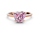 Rose gold Fancy Pink Heart  Solitaire Diamond Ring with 4-Prong Setting on a Classic Band_3