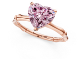 Rose gold Fancy Pink Heart  Solitaire Diamond Ring with Bamboo Band and Four-Prong Setting_53