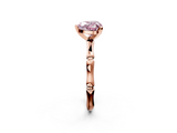 Rose gold Fancy Pink Heart  Solitaire Diamond Ring with Bamboo Band and Four-Prong Setting_54