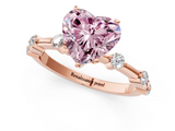 Rose gold Fancy Pink Heart  Solitaire Diamond Ring with Bezel Set Side Stones and Prong Setting_4