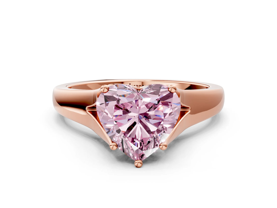 Rose gold Fancy Pink Heart  Solitaire Diamond Ring with Cathedral Band and Four-Prong Setting_66