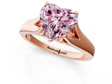 Rose gold Fancy Pink Heart  Solitaire Diamond Ring with Cathedral Band and Four-Prong Setting_67