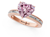 Rose gold Fancy Pink Heart  Solitaire Diamond Ring with Channel-Set Baguette Band and Four-Prong Setting_50
