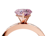 Rose gold Fancy Pink Heart  Solitaire Diamond Ring with Channel-Set Baguette Band and Four-Prong Setting_53