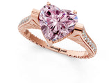 Rose gold Fancy Pink Heart  Solitaire Diamond Ring with Channel Set Band and Bezel Prong Setting_60