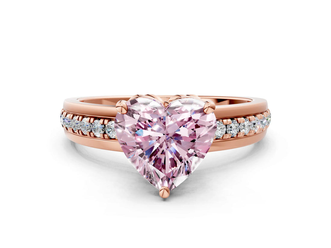 Rose gold Fancy Pink Heart  Solitaire Diamond Ring with Channel Set Band and Six-Prong Setting_48