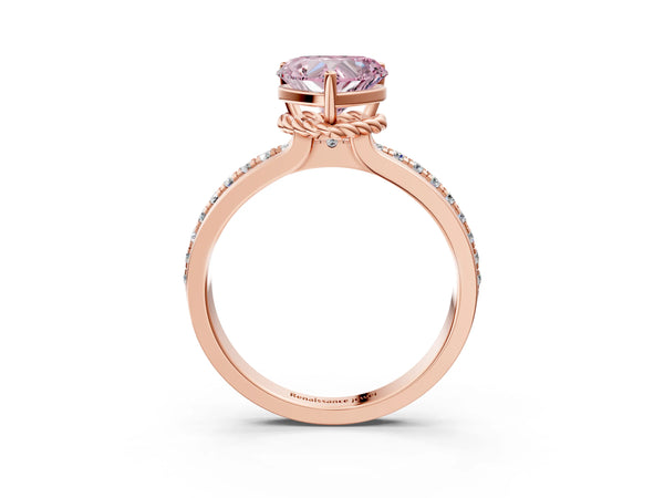 Rose gold Fancy Pink Heart  Solitaire Diamond Ring with Channel Set Band and Six-Prong Setting