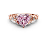 Rose gold Fancy Pink Heart  Solitaire Diamond Ring with Filigree Band and Four-Prong Setting_42